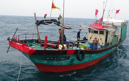 Truy đuổi 3 tàu cá Trung Quốc cách biển Quảng Bình 40 km