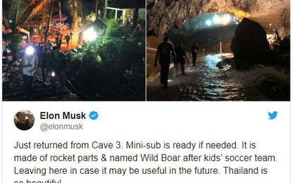 Elon Musk đích thân mang tàu ngầm tới giải cứu đội bóng Thái Lan