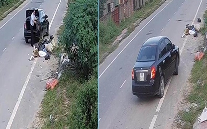 Lái ôtô chở rác vứt xuống đường, một người bị phạt 3 triệu đồng