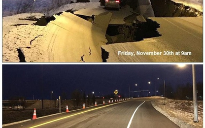 Mỹ: Đường sập tan nát do động đất, lấp lại như mới trong 4 ngày