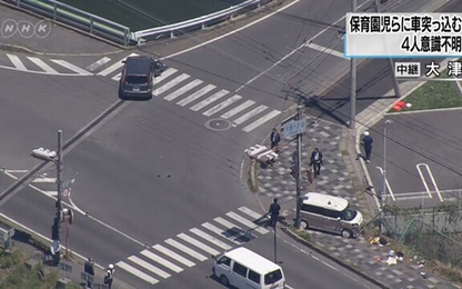 Ô tô đâm vào nhóm trẻ mẫu giáo chuẩn bị qua đường ở Nhật Bản