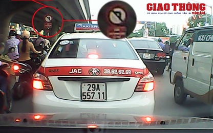 Cận cảnh những taxi ngang nhiên vi phạm giao thông giữa Thủ đô