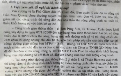 Mắc hàng loạt sai phạm, Giám đốc Ban QLDA chỉ bị kiểm điểm?