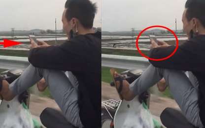 Clip: Thanh niên vừa chơi game vừa lái xe máy bằng chân
