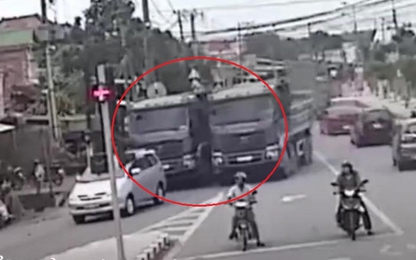 Clip: 2 xe ben đua tốc độ kinh hoàng trên phố Đồng Nai