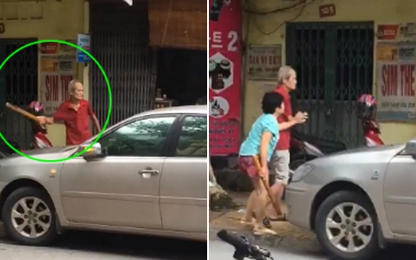 Cụ ông cầm gậy đập ôtô đỗ trước cửa nhà ở Hà Nội