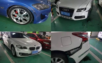 Clip: Lùi xe trong bãi, nữ tài xế phá hỏng 3 xe sang khác
