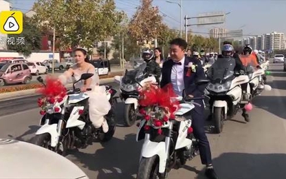 Cô dâu lái môtô phân khối lớn dẫn đầu đoàn xế khủng