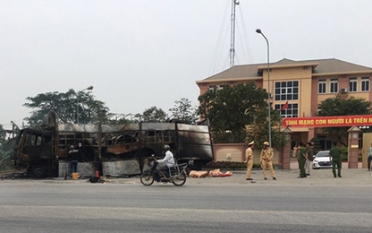 Nghệ An:Công an vào cuộc điều tra vụ cháy xe tải trước Trạm CSGT 5.1