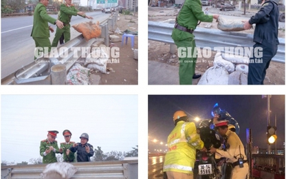 Công an truy quyét nạn bán hàng rong và đi xe máy trên cao tốc