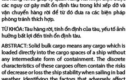 Một số yếu tố ảnh hưởng đến tính ổn định của tàu hàng rời