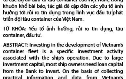 Các yếu tố ảnh hưởng tới rủi ro tín dụng trong đầu tư tàu container tại Việt Nam