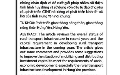 Giao thông nông thôn tại Hưng Yên - thực trạng và những giải pháp hoàn thiện