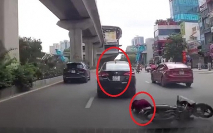 Phẫn nộ ôtô vượt ẩu tông ngã phụ nữ đi xe máy rồi bỏ trốn