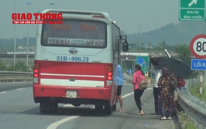 Hoảng hồn xe khách ngang nhiên 'vợt' khách trên cao tốc dài nhất Việt Nam