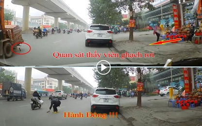 Cô gái lượm gạch giữa đường được cộng đồng mạng tán dương