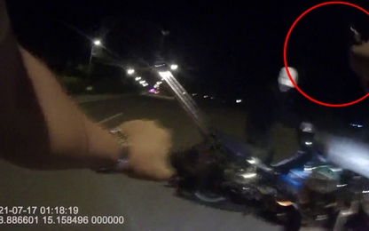 Video cận cảnh nổ súng khống chế nhóm "quái xế" đua xe trái phép