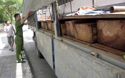 Xe tải được chế thêm thùng bí mật để chở gỗ lậu
