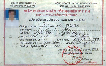 Nghệ An: Trưởng công an xã sử dụng giấy chứng nhận tốt nghiệp THPT giả