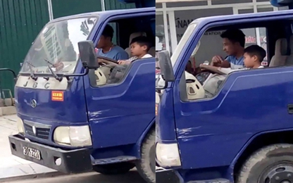 Cận cảnh cháu bé 10 tuổi ở Thanh Hóa lái xe tải