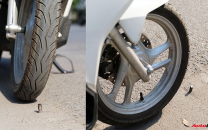 Cảnh giác trước “bẫy chông” có thể phá lốp xe trên đường phố Hà Nội
