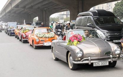 Dàn xe cổ lạ mắt rước dâu tại Hà Nội