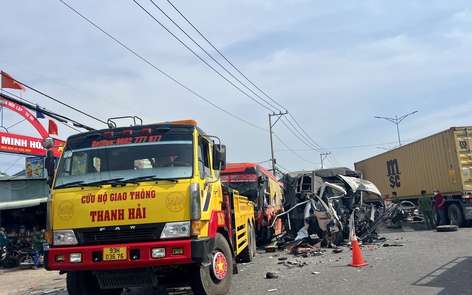 Hiện trường vụ tai nạn liên hoàn trên đường tỉnh nối Bình Phước và Bình Dương