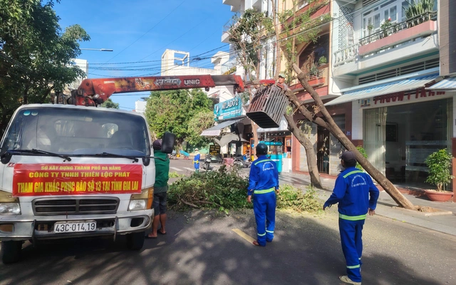 Xuyên ngày đêm giải toả cây đổ, đảm bảo giao thông ở tâm bão số 13